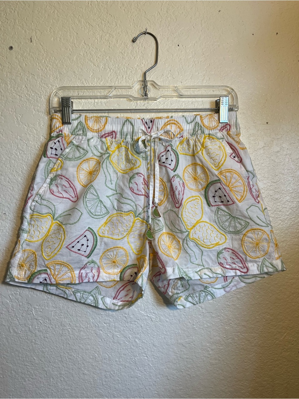 C&C California Embroidered Citrus & Watermelon Print Drawstring Shorts